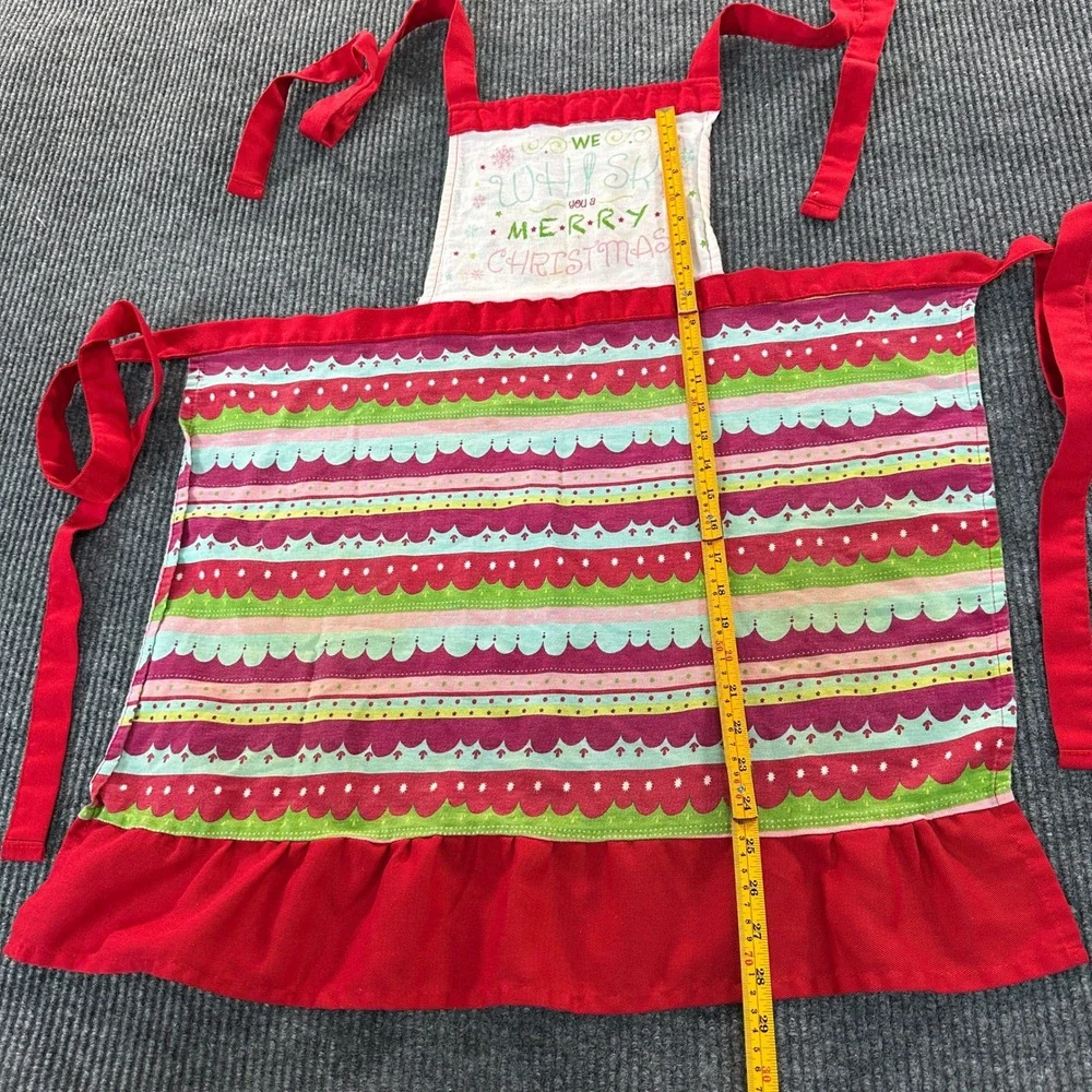 Huntington Home Unisex We Whisk You A Merry Christmas Apron OS Red Cotton Ruffle